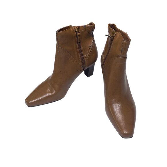 Franco Sarto Womens 8M L-Track Leather Zipper Block Heel Ankle Booties - Picture 1 of 11